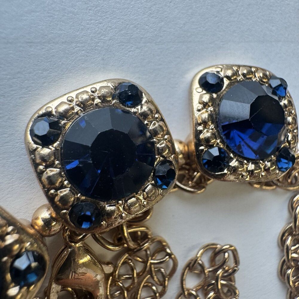 Vintage Necklace Sapphire-like Blue & Black Colored Stones - Picture 8 of 13